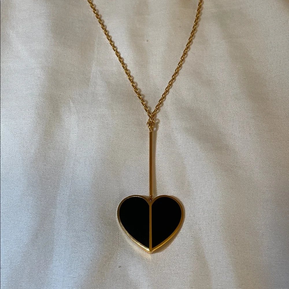 KATE SPADE - Heritage Linear Heart Swing Necklace in Black - Picture 2 of 5